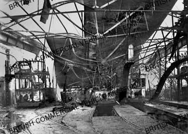 Trams - fire damaged / Liverpool Corporation / Z00094