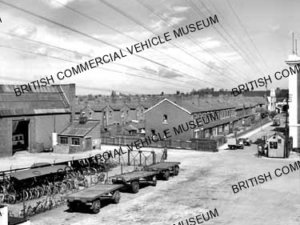South Works yard with 3 trailers / Leyland Motors / L050987a