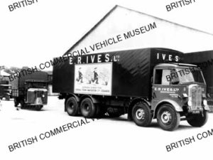 AEC Mammoth Major, with Scammell Scarab behind / Flat lorry with box container / R Ives Ltd., Norwich / AEL02095q